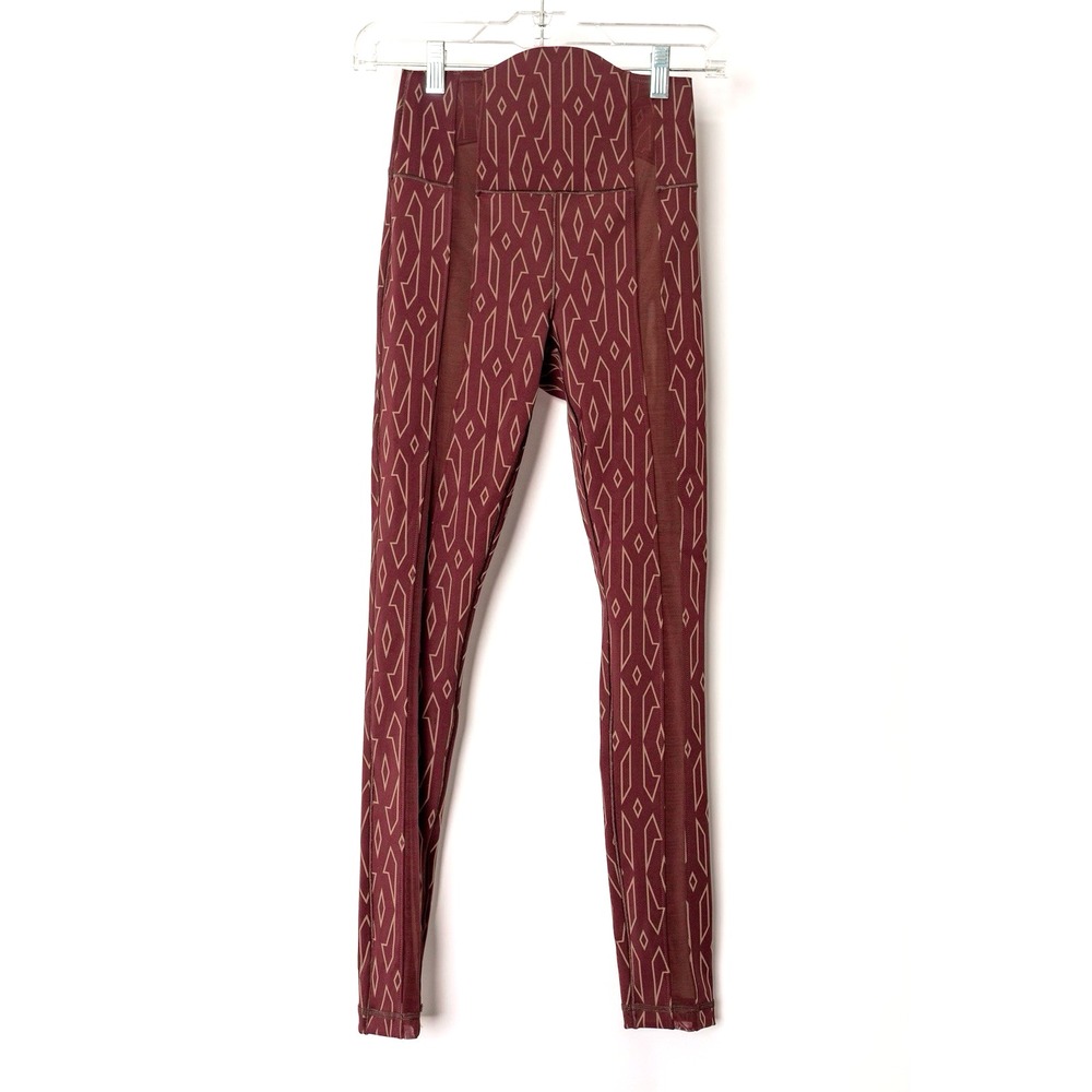 Adidas x Ivy Park Brown Leggings Size XS Night Red/Wild Brown Sheer Panel